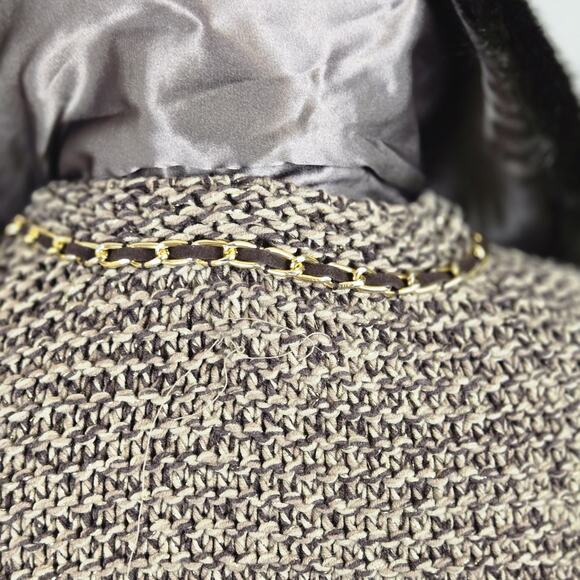 Dana Buchman Brown Chunky Knit Faux Fur Detach Collar Cardigan Gold XL NWT Lagen - Picture 7 of 10